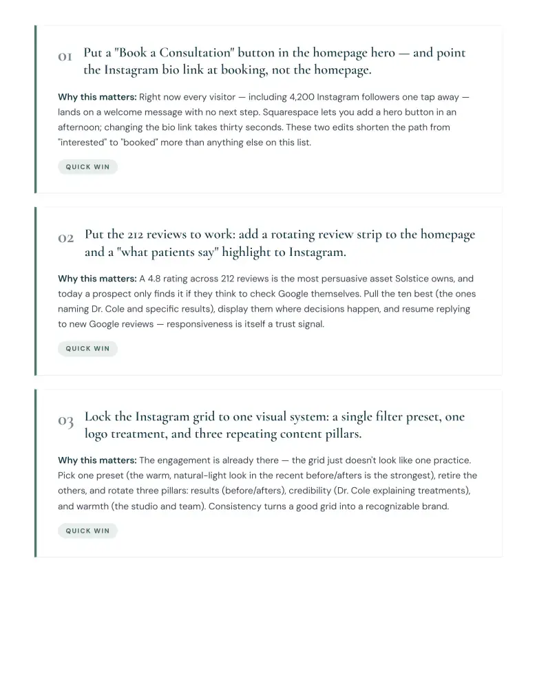 Clear View sample — the five moves